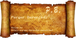Perger Bereniké névjegykártya